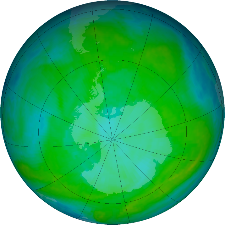 Antarctic ozone map for 22 December 2000